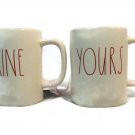 Set of 2 Rae Dunn Magenta Yours Mine Red Letter White Coffee Cup Mug Farmhouse Set of 2 Rae Dunn Magenta Yours Mine Red Letter White Coffee Cup Mug Farmhouse