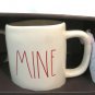 Set of 2 Rae Dunn Magenta Yours Mine Red Letter White Coffee Cup Mug Farmhouse