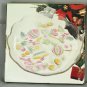 Home Beautiful Joyous Season Round Glass Hostess Platter Bell Bow Holly 14"