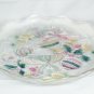 Home Beautiful Joyous Season Round Glass Hostess Platter Bell Bow Holly 14"