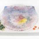 Nat'l Housewares Embossed Blossom Shower 16" Round Glass Serving Platter Tray
