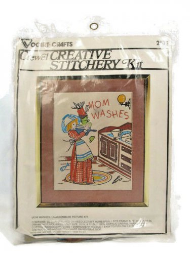 Vogart Crafts Crewel Embroidery Stitchery Picture Kit Mom Washes
