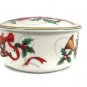 Mikasa Maxima Round Trinket Box Porcelain Holly Berry Ribbon Jubilation Trumpet