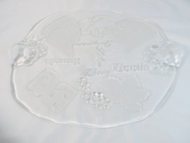 Studio Nova Normandy Oval Glass Cheese Platter Clear Frosted 16 1/4" Germany