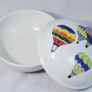 Mikasa Up Up & Away Hot Air Balloons White Round Covered Box Trinket 4.5"