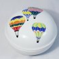 Mikasa Up Up & Away Hot Air Balloons White Round Covered Box Trinket 4.5"