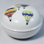 Mikasa Up Up & Away Hot Air Balloons White Round Covered Box Trinket 4.5"