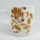 Pier 1 Imports Embossed Brown Leaves AVA Initial N Monogram White Cup Mug 12 Oz