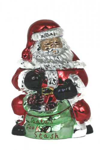Towle Silversmiths Retro Metallic Christmas Santa Cookie Jar Kitchen Accessories