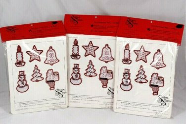Stitchery Shapes Set of 3 It's Christmas Time in Red Counted Cross Stitch Kit