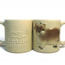 Set of 2 Otagiri 1981 Cow Animal  Farm Pasture 3D Coffee Mug Cup 10 Oz