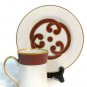 Fitz and Floyd White Red Cup & Saucer Set Renaisance & Charade Red Gold Band