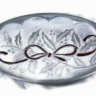 Lenox Holiday Carved Small Metal Silver Oval Serving Tray w/ Red Bow 10 inches Lenox Holiday Carved Small Metal Silver Oval Serving Tray w/ Red Bow 10 inches