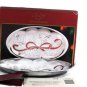 Lenox Holiday Carved Small Metal Silver Oval Serving Tray w/ Red Bow 10 inches