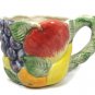 Fitz and Floyd Ironstone Mug Cup Fruit Pattern Leaves Handle 12 Oz