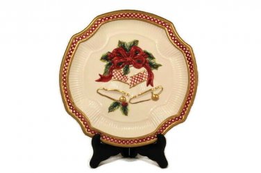 Fitz and Floyd Essentials Holiday Bells Cookie Canape Plate Handcrafted 8 5/8"