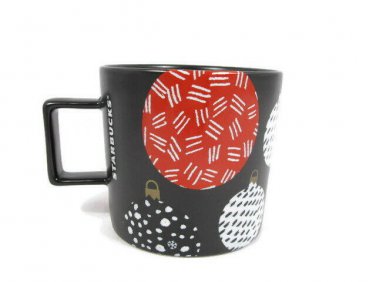 Starbucks 2016 Christmas White Red Black Ball Ornaments Coffee Mug Cup 12 Oz