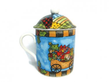 Center Street Design Blue Coffee Mug Cupe Red Lidded Cozycups 8 Oz