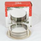 International Silver 7 Piece Coaster Set Silverplated Christmas Tree 3 3/8"