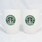 Starbucks 2007 Set of 2 White Tapered Coffee Mug Cup Mermaid Siren Logo 10.2 Oz