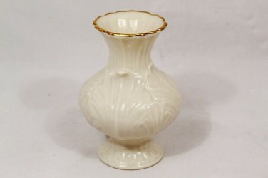 Lenox China Smal Elfin Bud Vase Leaf Pattern Gold Trim 4.5"
