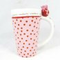 Department 56 Cranberry Pink Red Dots Tall Mug Cup 16 Oz