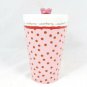 Department 56 Cranberry Pink Red Dots Tall Mug Cup 16 Oz