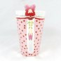 Department 56 Cranberry Pink Red Dots Tall Mug Cup 16 Oz