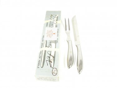 Set of 2 1970's Carving Set  Knife Fork Stainless Steel w/ Original Box