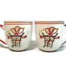 Pier 1 Imports Coffee Mug Cup Set of 2 Holiday Gift Bow Stars Red Green 16 Oz