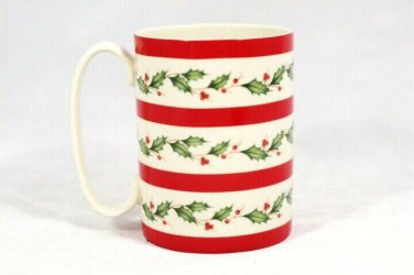 Lenox Holiday Wishing You Love Coffee Cup Mug Red Trim Holly Porcelain 12 Oz