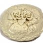 Potpourri Designs Porcelain Round Covered Trinket Box with Rose Design 6 1/4"