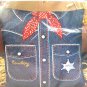 Vogart Crafts Crewel Stitchery Cowboy Deputy Denim Shirt Pillow Kit NEW in Packg