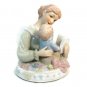 Brahms Waltz Wind Up Musical Box Mother Reading To Baby Glazed Pottery Blue Pink