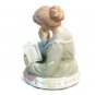 Brahms Waltz Wind Up Musical Box Mother Reading To Baby Glazed Pottery Blue Pink