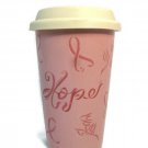 Longaberger Pink Pottery Travel Mug Cup w/ Lid Horizon of Hope 8 Oz Longaberger Pink Pottery Travel Mug Cup w/ Lid Horizon of Hope 8 Oz