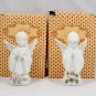 Set of 2 Lefton China Small Kneeling White Angels Figurine Handpainted TWH07975A