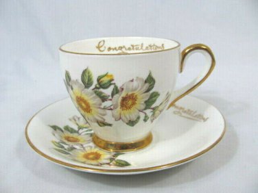 Taylor & Kent  Tea Cup and Saucer Set White Floral Roses Fine China