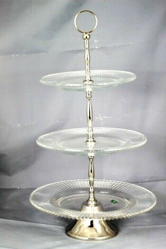 Shannon Crystal by Godinger Fire & Ice Crystal Three Tier Server Trays 21.5