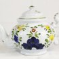 Anna Maioliche Majolica Ceramic White Teapot Floral 48 Oz
