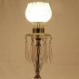 Vintage Pair of Table Lamps Drop Prism Crystal with Glass Shades Marble Base 15"