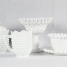 Fenton Hobnail White Milk Glass Saucer Bowl Footed Dish Creamer Sugar Bowl