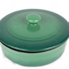 Parini Green Round Ceramic Breakware Nonstick Casserole w/ Lid 1 Qt