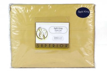 Miranda Haus Egyptian Cotton Superior Split King Gold Sheet Set 300 Thread Count