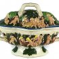 Capodimonte Italy Handpainted Tureen Dish Lidded Baby Cherub Palm Trees 19"