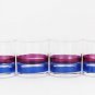 Federal Executive Clear Low Ball Glassware Set of 8 Red Purple Circle Trim 8 Oz