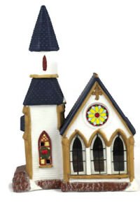 Holiday Style Light Hand Painted Porcelain Lighted Church Handpainted 10.5"