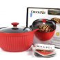 Sunbeam Crock Pot Red Non Electric Non Stick Ceramic Casserole With Lid 3 Qt