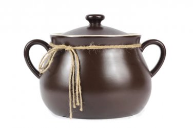 Parini Dark Brown Ceramic Handled Chili Pot w/ Lid 5 Quart