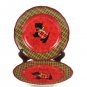 222 Fifth PTS Int'l Set of 2 Christmas Scotty Terrier Round Red Plaid Plate 9"